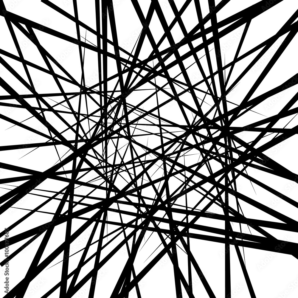 Poster random irregular intersecting lines. abstract monochrome vector