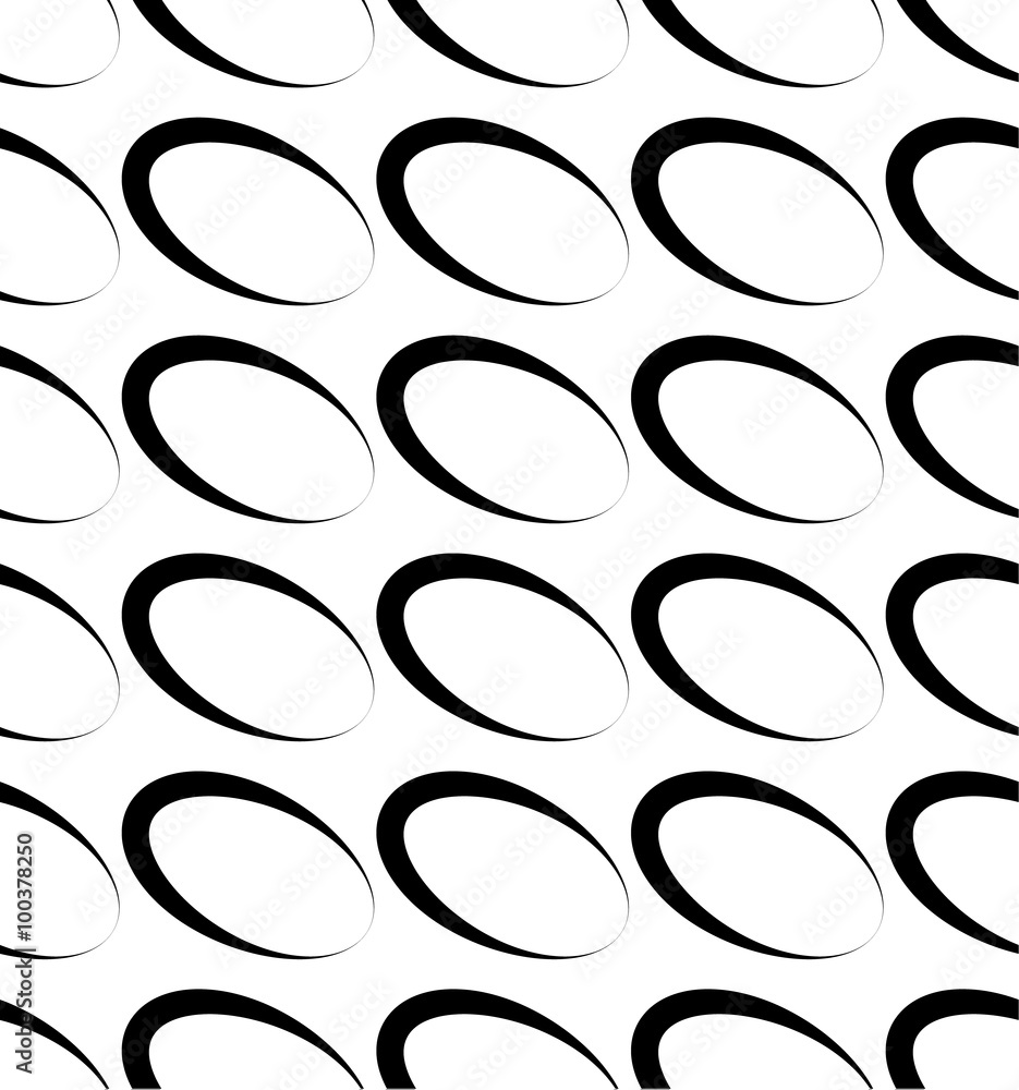 Aufkleber Seamless monochrome pattern with slanted oval shapes.