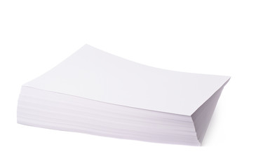 Pile of office paper sheets isolated