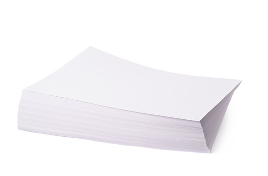 Pile of office paper sheets isolated