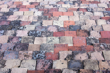 Background of various old tiles on a roof