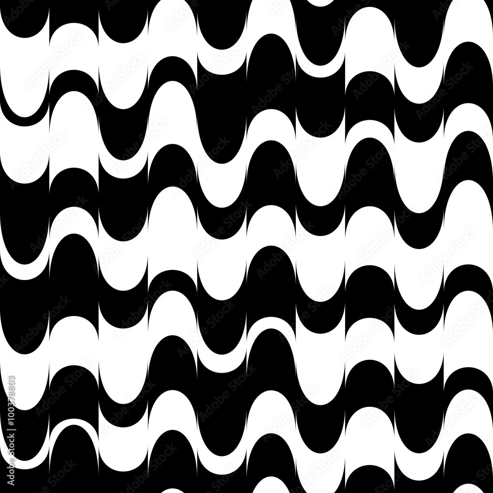 Poster abstract monochrome background with wavy, zigzag shapes. seamles