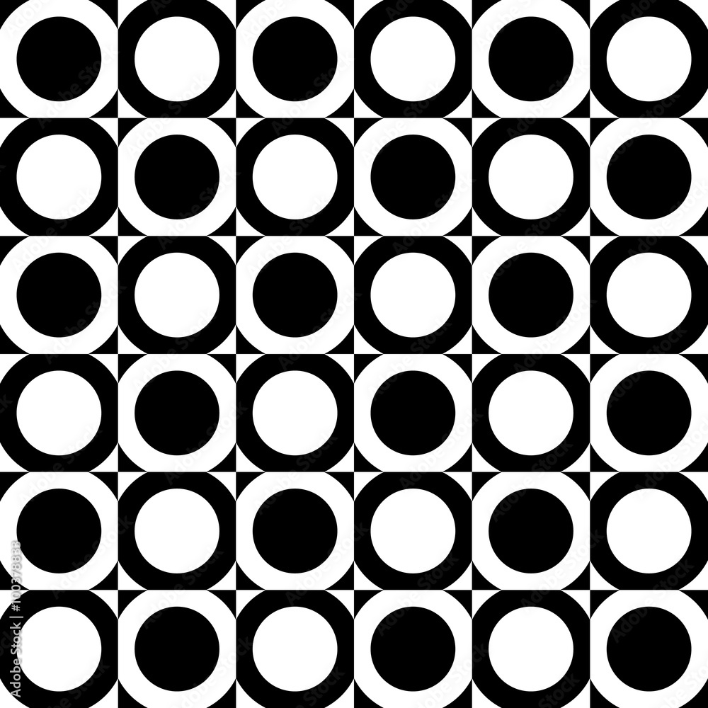 Leinwandbilder Abstract monochrome background, pattern with circles and squares