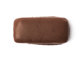 Chocolate coated candy bar isolated