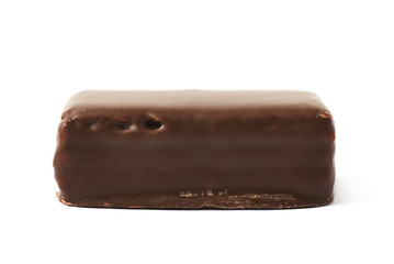 Chocolate coated candy bar isolated