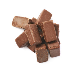 Pile of chocolate candies isolated