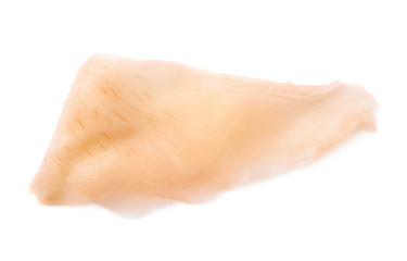 Slice of pickled ginger isolated