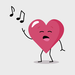 Cartoon character heart singing opera