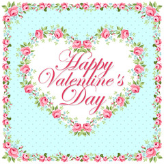 Fototapeta na wymiar Beautiful floral greeting card for Valentine Day