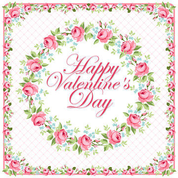 Beautiful floral greeting card for Valentine Day