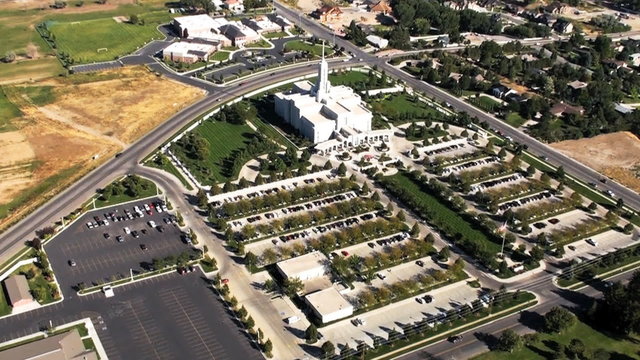 Aerial shot of Timponogos Temple.