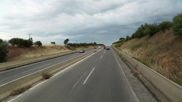 Video filming of highway from moving bus (720p, 59.94fps)