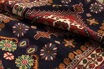 Close up of a persian kurdish oriental carpet