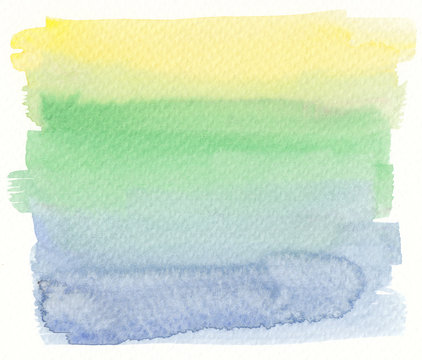 watercolor banner background in yellow green and blue tones