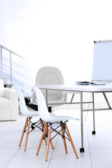 White table and chairs in office interior