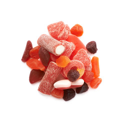 Pile of red candies isolated