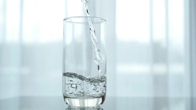 Pouring Water into Glass Indoors