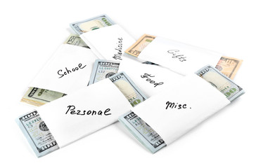 Rolls of money for needs isolated on white background