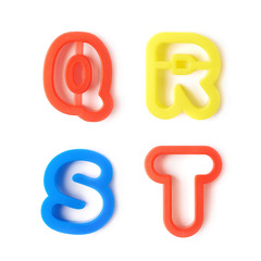 Set of plastic form letters isolated