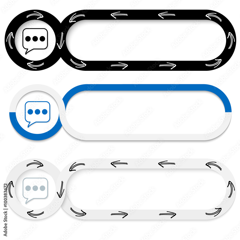 Poster Set of three abstract buttons for your text and speech bubble