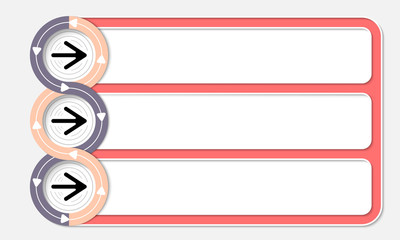 Obraz premium Three connected frames for your text and arrows