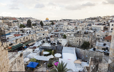 View from  Damascus gate to Jerusalem Old Town. Israel.