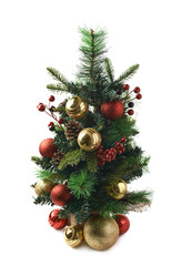 Tiny christmas tree composition isolated