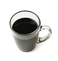 Glass mug filled with cola drink isolated