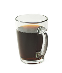 Glass mug filled with cola drink isolated