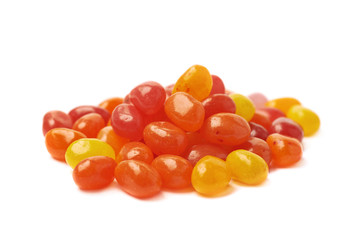 Pile of red jelly beans isolated
