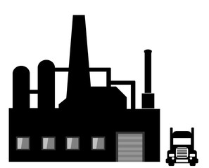 Fototapeta premium Usine et un camion de livraison