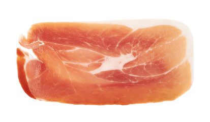 Slice of a prosciutto ham isolated