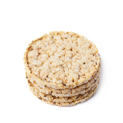 Pile of diet rice crackers isolated