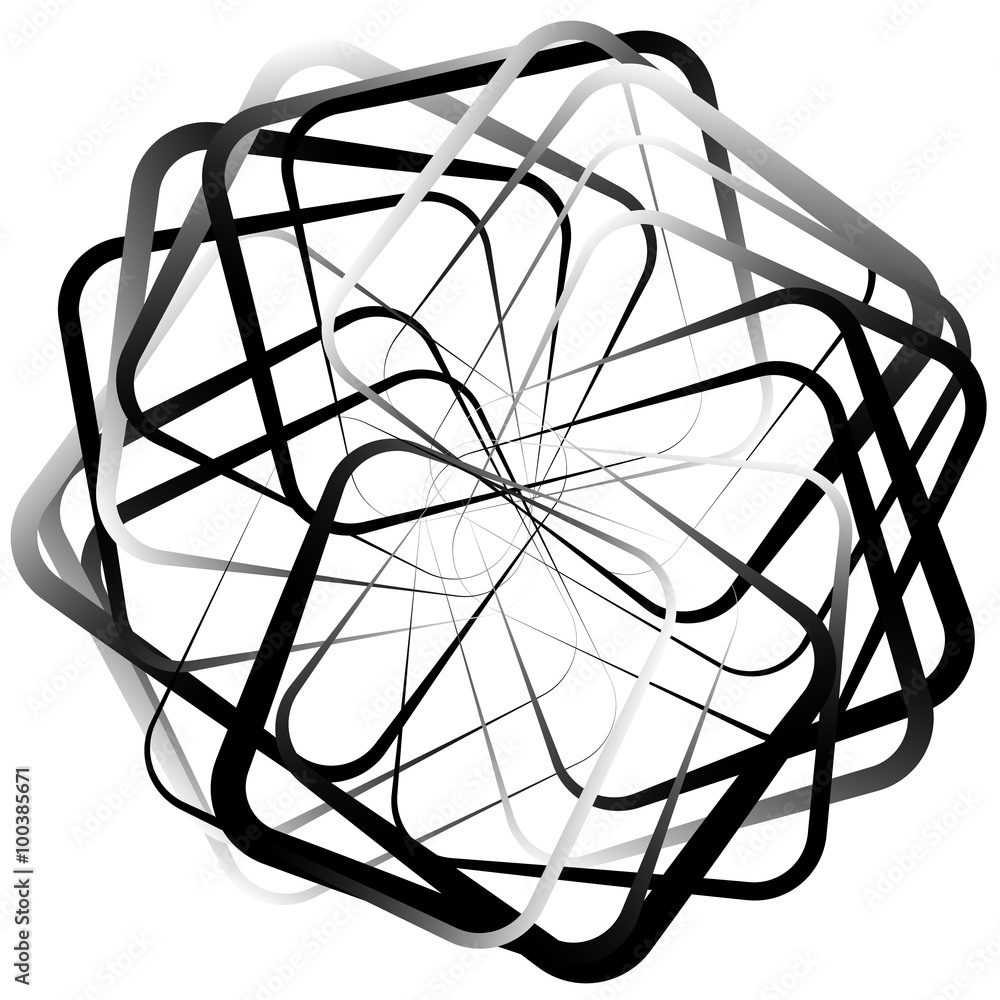 Leinwandbilder abstract spirograph like shape with rotating squares, monochrome