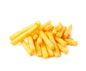 Cheese puff sticks isolated
