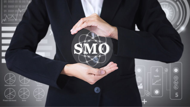 Business women holding posts in SMO. Can be used in advertising.