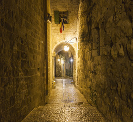 Fototapeta premium Old town streets at night. Jerusalem, Israel.