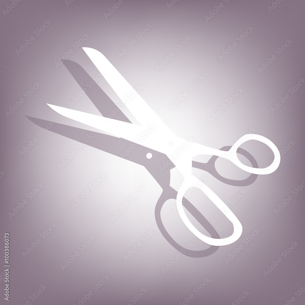 Poster vector scissors icon with shadow