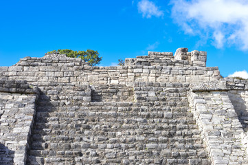 Ancient pyramis at the archaeological site of Chinkultic in Chiapas, Mexico