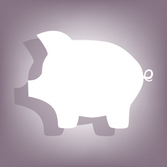 Pig money bank icon with shadow