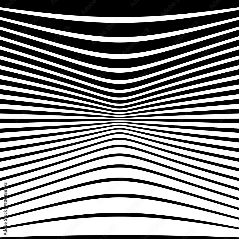 Poster warped, distorted lines abstract monochrome pattern / background