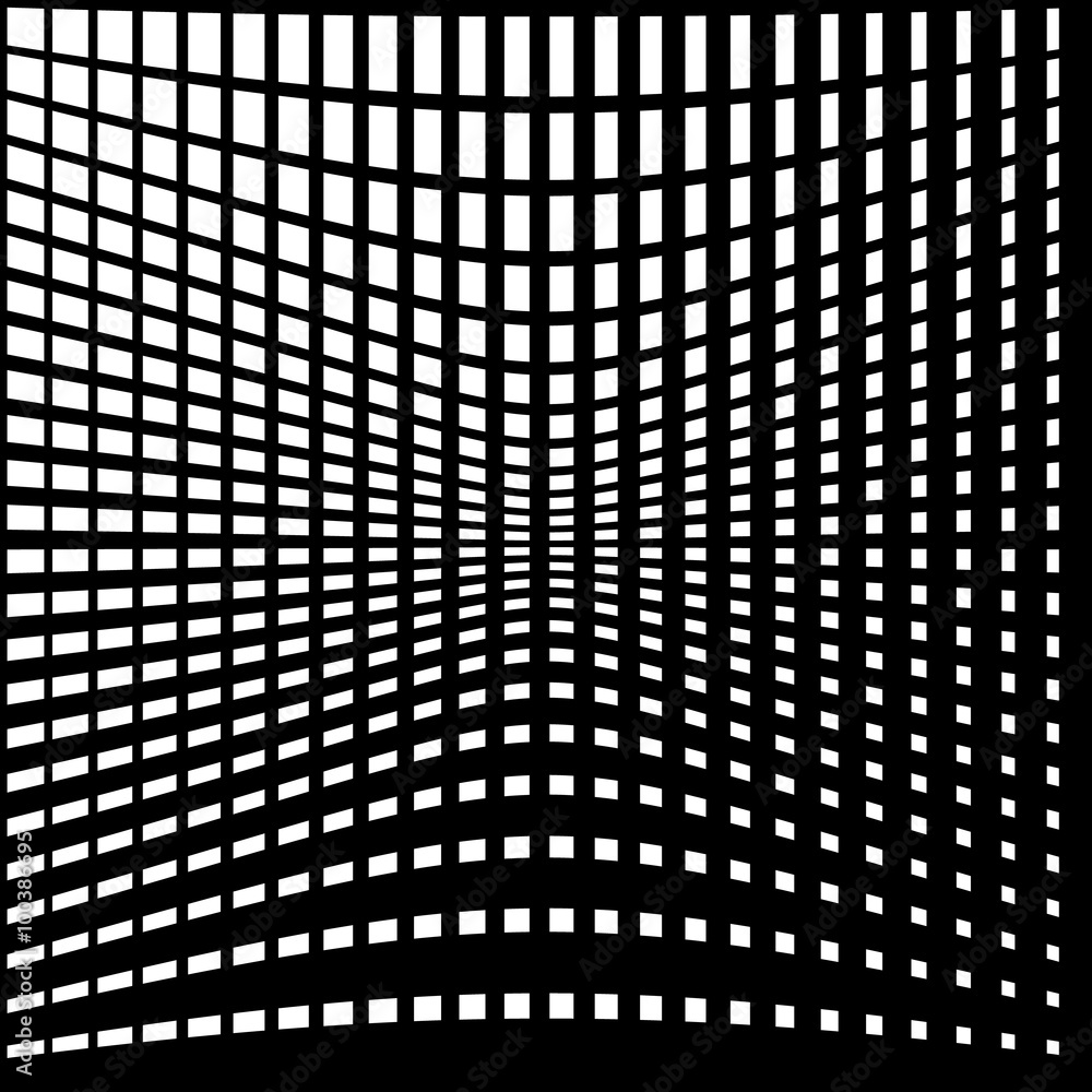Fototapete warped, distorted lines abstract monochrome pattern / background