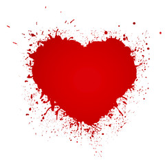 Paint Heart from painted texture paper Valentines day card vector background red