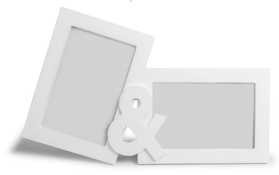 White photo frame  standing straight on isolaed  background 