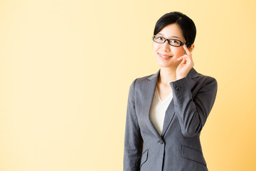 asian businesswoman isolated on yellow background