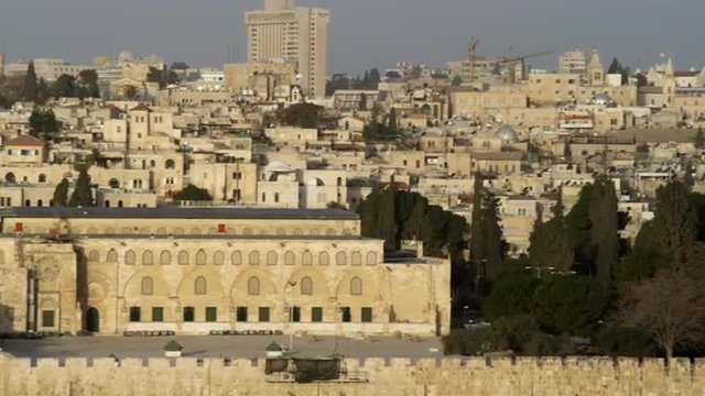 Royalty Free Stock Video Footage of the Temple Mount mosques filmed in Israel at 4k with Red.