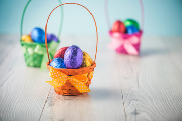 Easter eggs in a basket