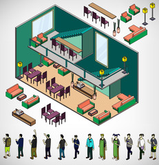 illustration of info graphic interior room concept in isometric graphic