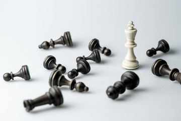 Chess figure, business concept strategy, leadership, team and su