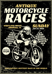 Fototapeta premium motorcycle race poster in grunge textured style
